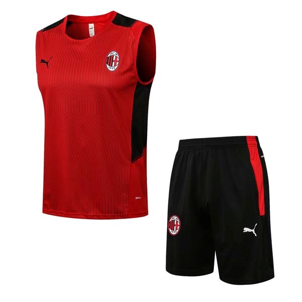 Trikot AC Milan Ärmellos Anzüge 2022 Rote Schwarz Günstige Fußballtrikots